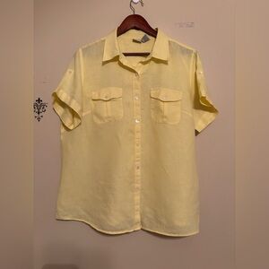LL Bean linen blouse women’s size XL yellow
